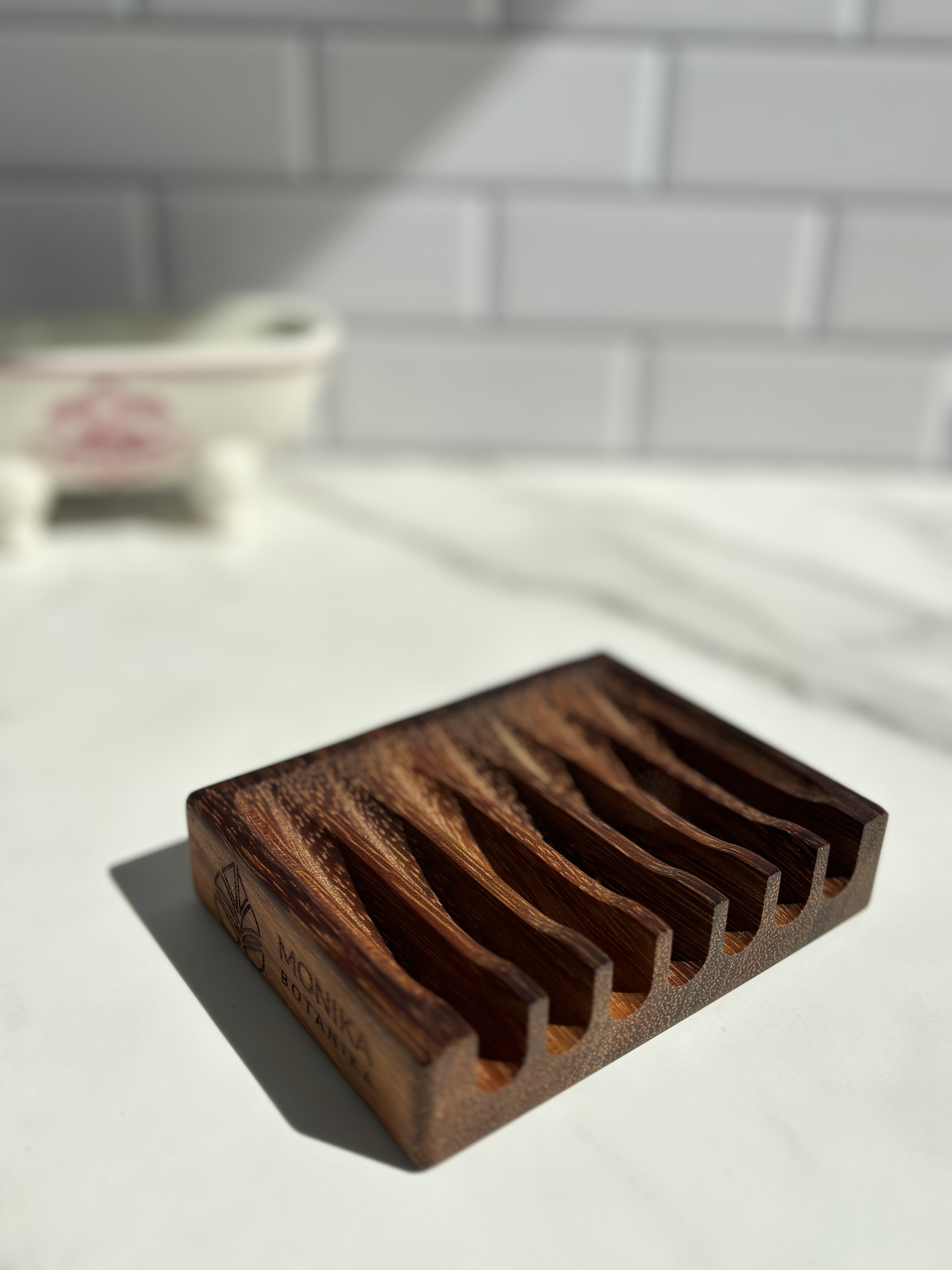 Teak wood soap dish - durable & water resistant
