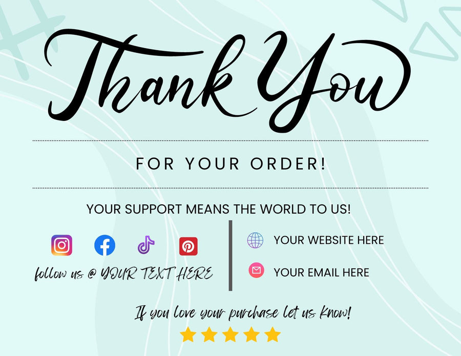 Colorful Editable Handmade Business Thank You card template - Monika Botanika Inc.