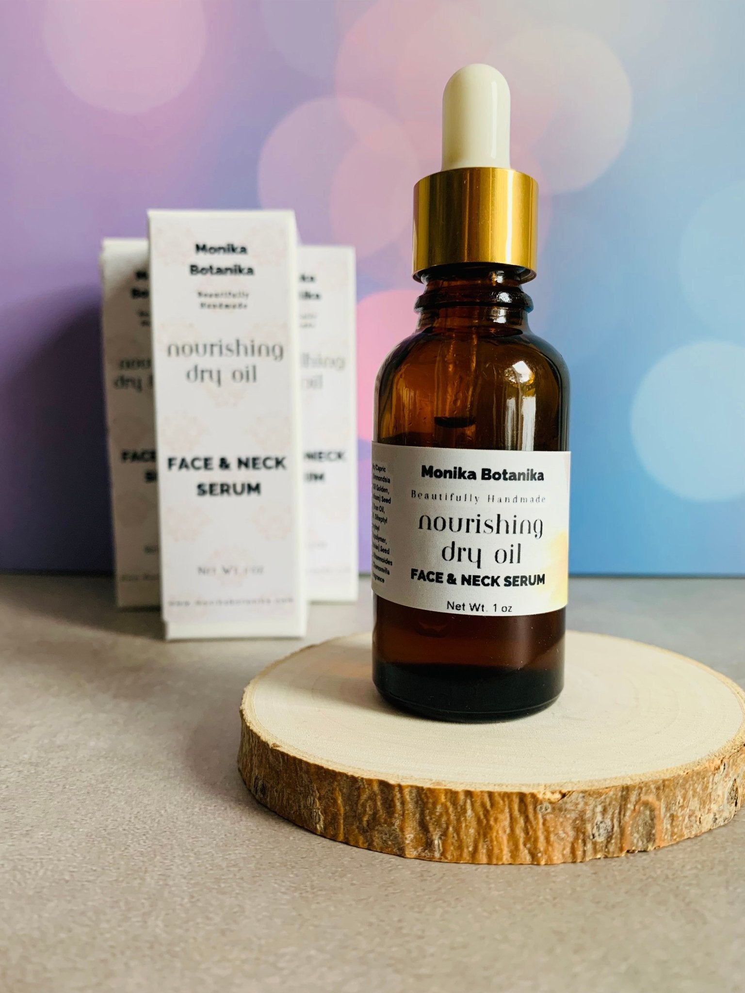 Nourishing face and neck oil serum with jojoba, squalane and meadowfoam seed oil - Monika Botanika Inc.