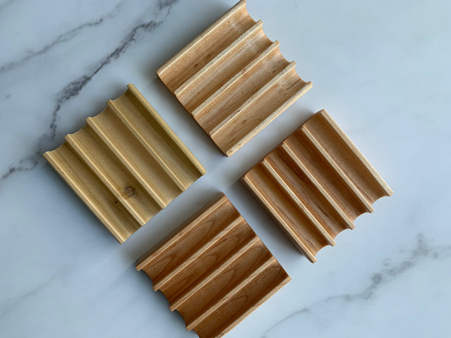 Square wooden shampoo bar and soap dish - made in the USA