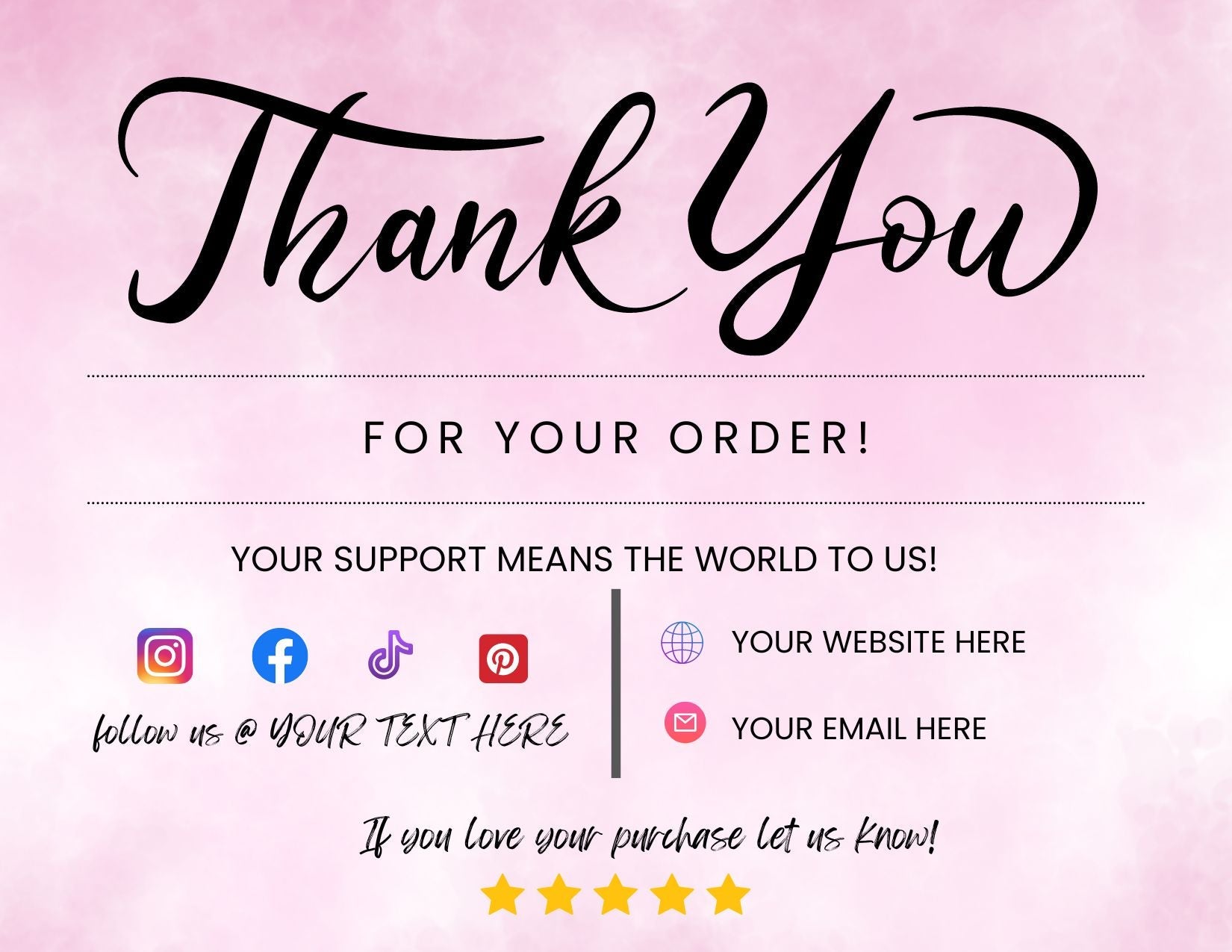 Colorful Editable Handmade Business Thank You card template - Monika Botanika Inc.