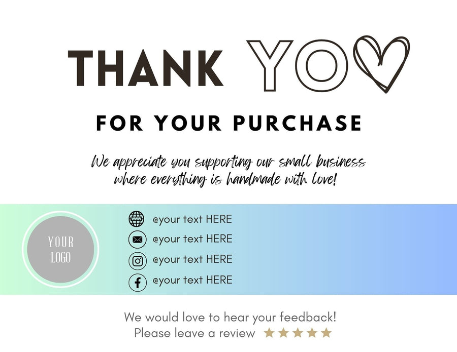 Editable Handmade Business Thank You card template - Monika Botanika Inc.