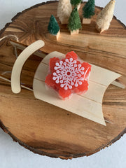 Snowflake glycerin soap bar. Perfect Christmas stocking stuffer