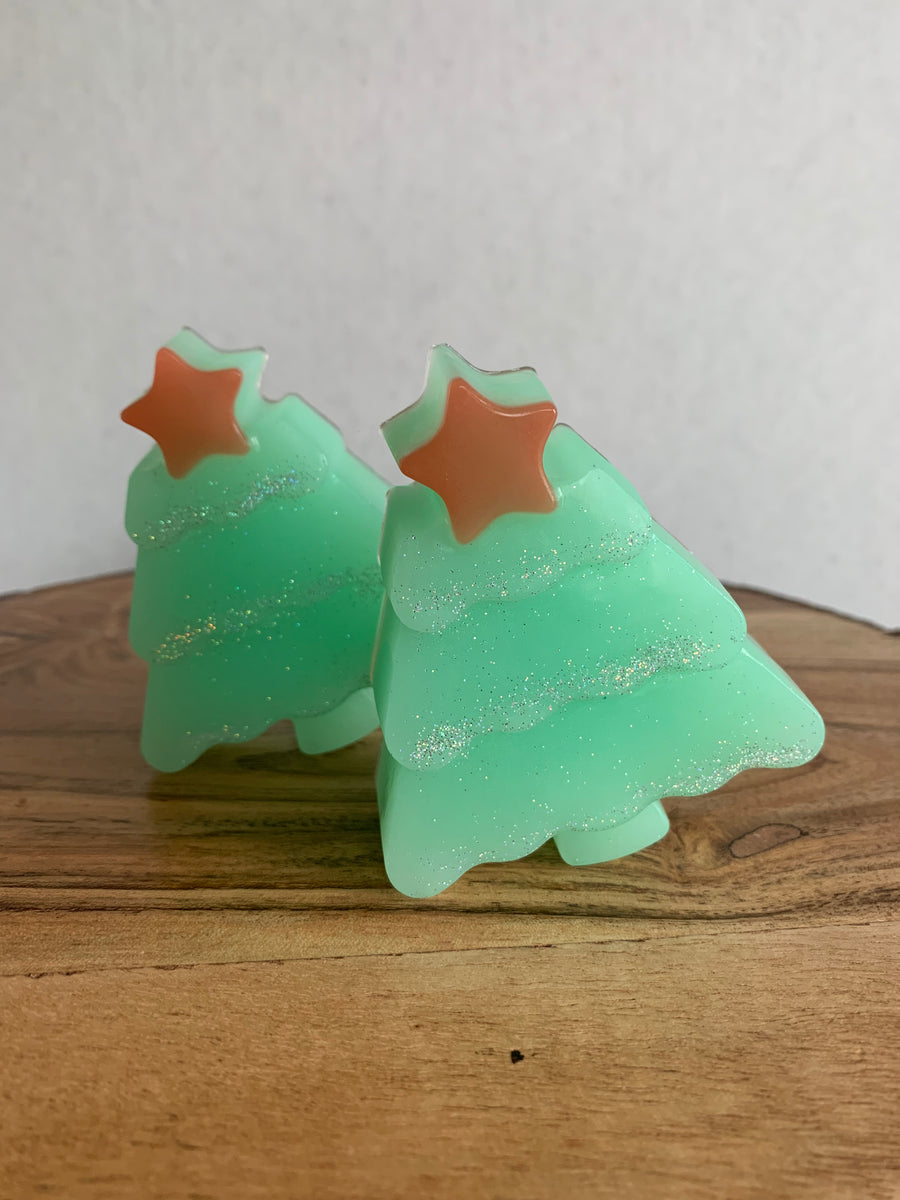Tree with star glycerin soap bar. Christmas stocking stuffer, Christmas gift