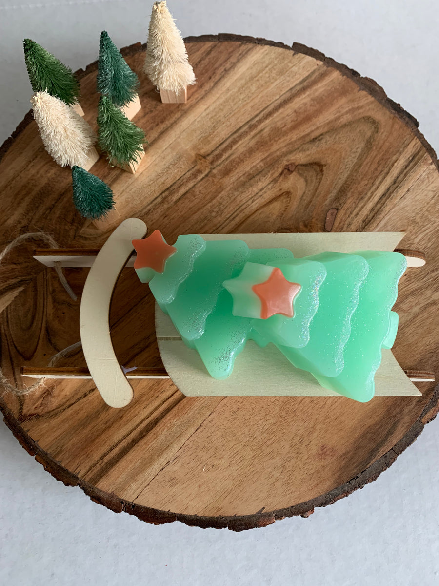 Tree with star glycerin soap bar. Christmas stocking stuffer, Christmas gift