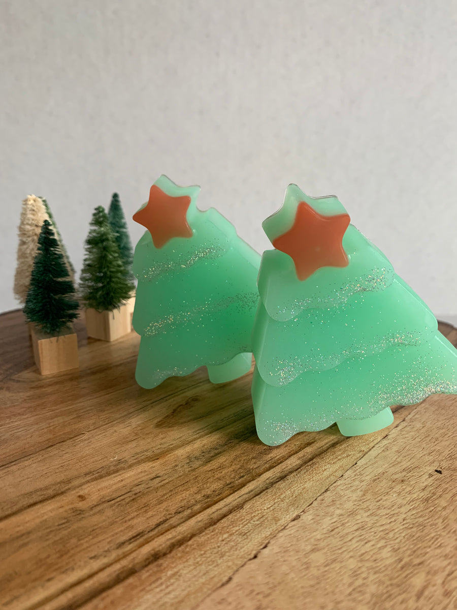 Tree with star glycerin soap bar. Christmas stocking stuffer, Christmas gift