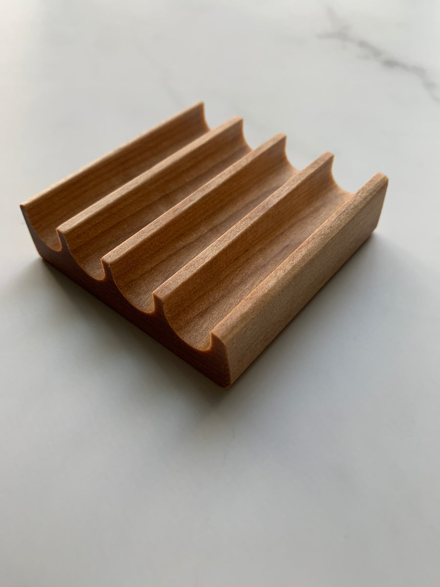 Square wooden shampoo bar and soap dish - made in the USA