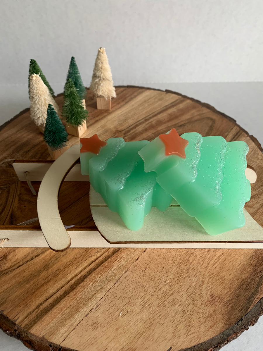 Tree with star glycerin soap bar. Christmas stocking stuffer, Christmas gift